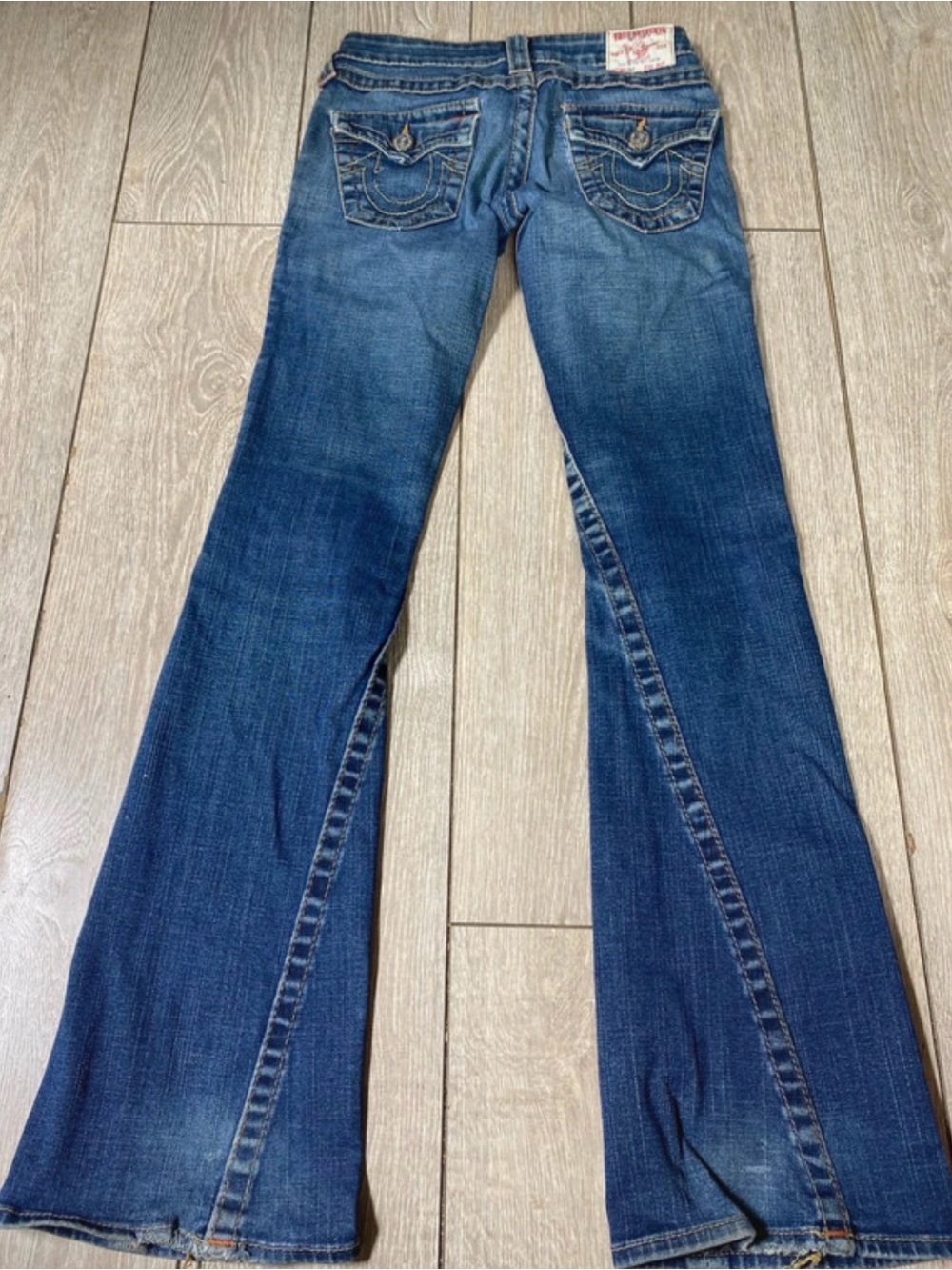 Womens True Religion Thick Stitch Denim Bootcut Flared Jeans Y2K Size 25